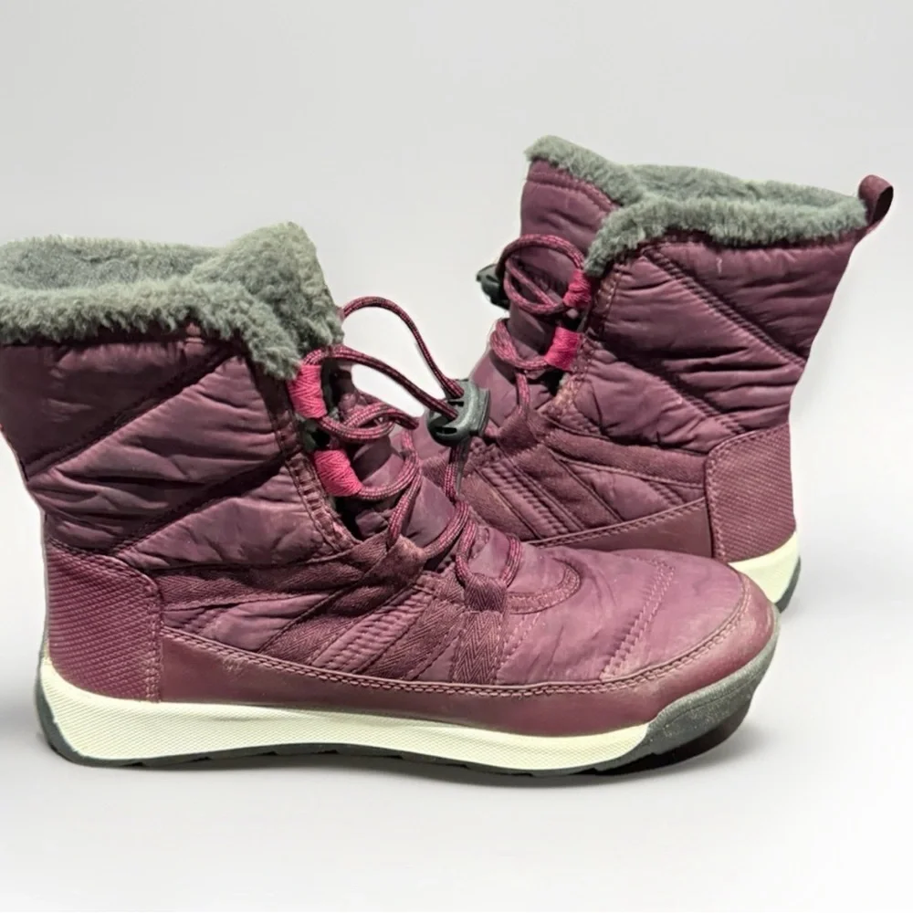 Sorel Whitney‎ II Short Lace Waterproof Winter Boots Burgundy Size 5